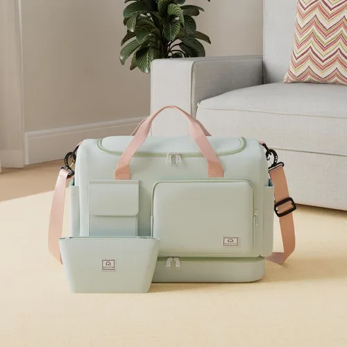 Vista 237 de Pequeña bolsa de gimnasio para mujer, bolsa de viaje con compartimento para zapatos