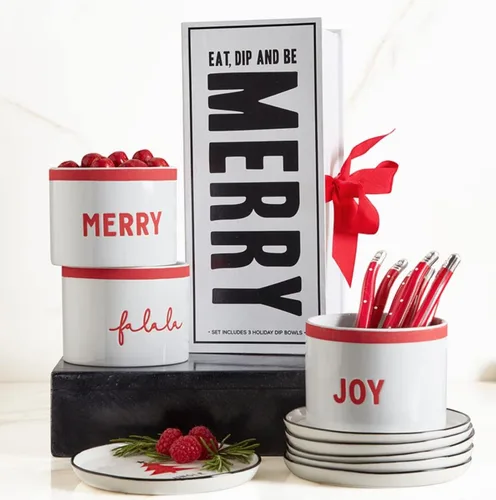 Vista 7 de Santa Barbara Design Studio Set de regalo de artículos esenciales de cocina TableSugar - Caja de regalo de cartón blanco y negro, 3 piezas, Eat, Dip