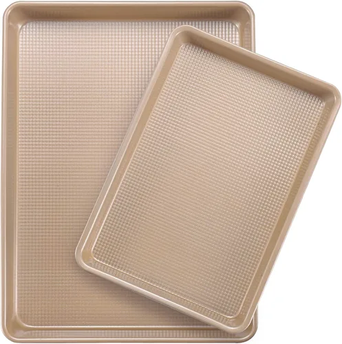 Vista 9 de Hojas de galletas antiadherentes para hornear, paquete de 2 bandejas de hornear resistentes de 0.031 in (9 x 13 pulgadas) y rollo de gelatina