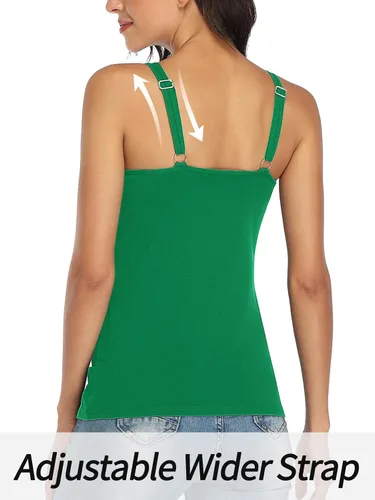 Vista 36 de V FOR CITY Camiseta sin mangas de algodón para mujer con brasier de estante ajustable con correa ancha y tirantes básicos