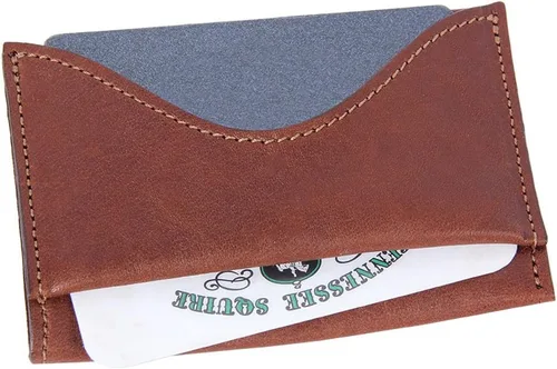 Vista 4 de Col. Littleton Cartera de piel de grano completo No.33 con bolsillo frontal para tarjetas, fabricada en Estados Unidos, Marrón, Vintage