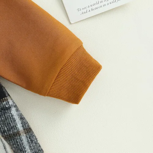 Vista 5 de Twopumpkin Sudadera con capucha a cuadros para bebé niño, mameluco de manga larga con capucha para otoño e invierno