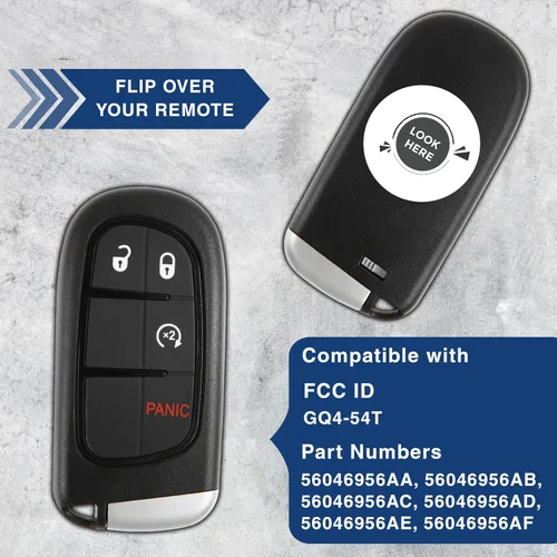 Vista 5 de KeylessOption Llavero de repuesto para Dodge Ram 1500 2500 3500 sin llave, 4 botones GQ4-54T