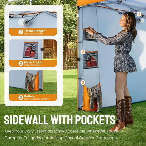 Vista 4 de CROWN SHADES Tienda de campaña desplegable de 10 x 10 con bolsillos Naranja