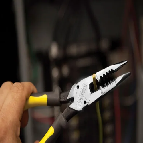 Vista 9 de Klein Tools J206-8C Alicates de punta larga multiuso con resorte, fabricados en Estados Unidos, acero forjado con mangos Journeyman de material dual
