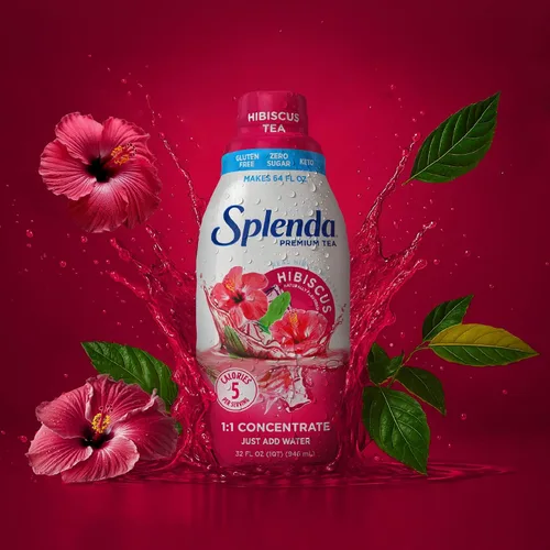 Vista 5 de SPLENDA Té de hibisco 1:1 concentrado de alta calidad, sin azúcar, sin gluten, té hecho real, 32 onzas líquidas (paquete de 2)