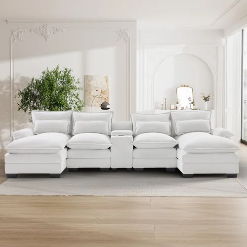 Vista 8 de Sofá Seccional Sofá Nube en Forma de U de 124" Sofás Modulares Esponjosos Sofá Nube para Sala de Estar de Gran Tamaño Moderno Conjunto de Sofá