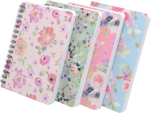 Vista 12 de YIHUANYIFA 4pcs A6 Spiral Notebooks 8mm Ruled 5.7 x 4.1 inch Hardcover 160 Pages Journals for Work Students Study and Notes (4, Dark color)