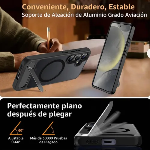 Vista 7 de Hualele - Funda magnética para Samsung Galaxy S24 Plus/S25 Plus con soporte de metal, [compatible con MagSafe]