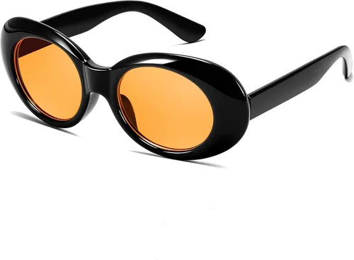 Vista 20 de FEISEDY Gafas de sol blancas ovaladas Clout Goggles para mujeres y hombres, retro, redondas, de moda, con montura, marco de disfraz estilo Clueless