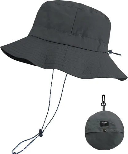 Vista 19 de PFFY Packable Sun Bucket Hat for Men Women Outdoor UV Protection Sun Hats Caqui
