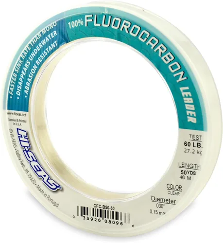 Vista 14 de HI-SEAS Líder de línea de pesca 100% fluorocarbono, líder invisible transparente, indetectable para peces, hundimiento rápido, 6 libras a 400 libras