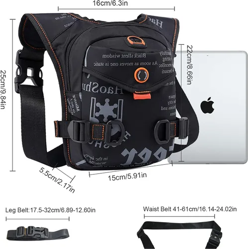 Vista 4 de GFun Riñonera de cintura impermeable para mensajero, bolsa táctica militar, muslo, cadera, para exteriores, con agujero para auriculares, viajes