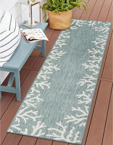 Vista 25 de Liora Manne Carmel - Alfombra decorativa de mezcla sintética para interiores y exteriores, de bajo perfil, contemporánea, decoración de peces Agua
