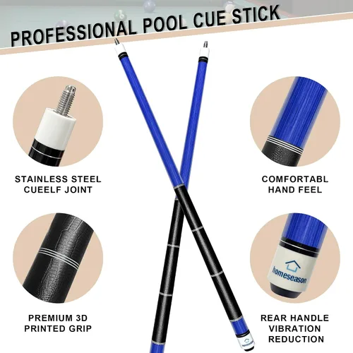 Vista 2 de HomeSeason 58 inch Pool Cue Stick Canadian Maple Wood 13mm Tip - 20oz Perfect for Precision Play, Low Deflection Pool Cue for Enhanced Accuracy