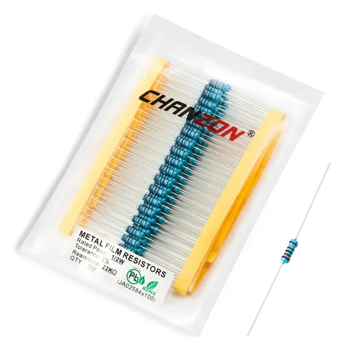 Vista 59 de Chanzon 100pcs 1/2W (0.5W) 1 Ω ohmios Resistencia fija de película metálica 0.01 ±1% Tolerancia 1R MF Orificio pasante Resistencias limitadoras
