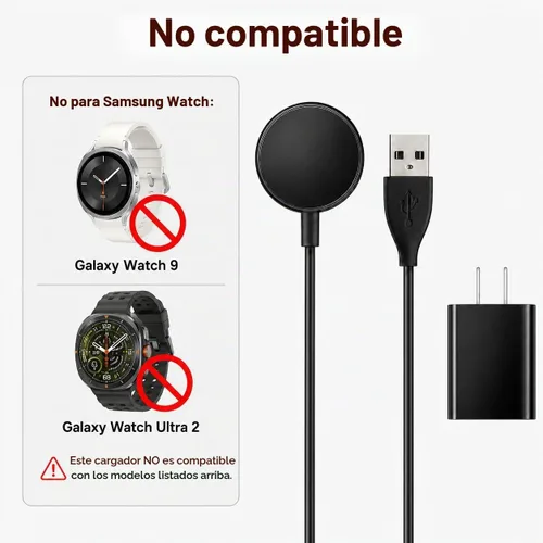 Vista 3 de Cargador de reloj Samsung de 6 pies de largo compatible con Samsung Galaxy Watch 8/8 Classic/7/6/Ultra, 6 Classic, 5/5 Pro/4/4 Classic/3/Active 2/1