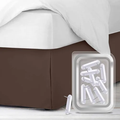 Vista 8 de Faldón de cama con 8 seguros, antipolvo, para cama tamaño queen. Faldones de microfibra con caída de 36 cm (14 pulgadas). Gris carbón