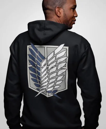 Vista 5 de Ripple Junction Attack on Titan Men's Authentic Full Zip-Up Survey Corps Front & Back Hooded Sweatshirt Officially Licensed