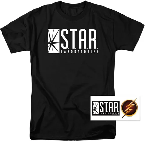 Vista 2 de Popfunk Camiseta clásica de Flash Star Labs Superhero S.T.A.R. Laboratories