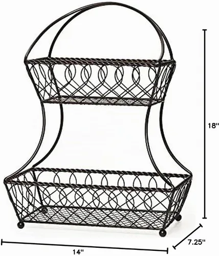 Vista 6 de Gourmet Basics by Mikasa Loop and Lattice - Cesta de frutas de metal