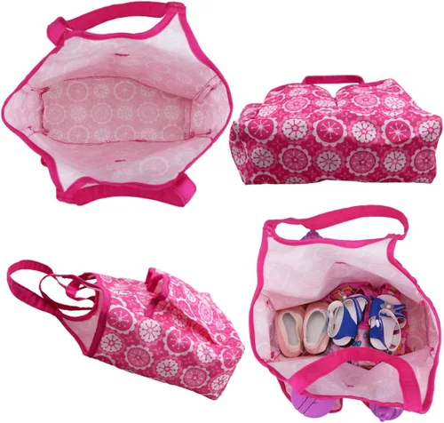 Vista 6 de DC-BEAUTIFUL Juego de 3 accesorios para muñecas con bolso y mochila portadora delantera/trasera y saco de dormir, se adapta a muñecas de 14 a 18