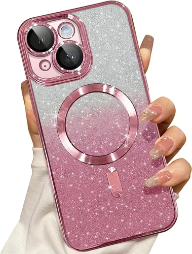 Vista 41 de Misscase Funda magnética compatible con iPhone 14 Pro con purpurina y protector de lente de cámara, protección completa, compatible con MagSafe Negro