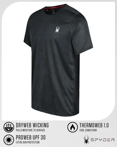 Vista 3 de Spyder Camiseta deportiva para hombre - Camiseta deportiva de rendimiento activo - Camisa de manga corta Dry Fit (S-XL)