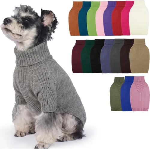 Vista 19 de IECOii Suéter de perro salchicha de cuello alto para perros pequeños, medianos y hembras, elástico y transpirable, abrigo de punto cálido, para Negro
