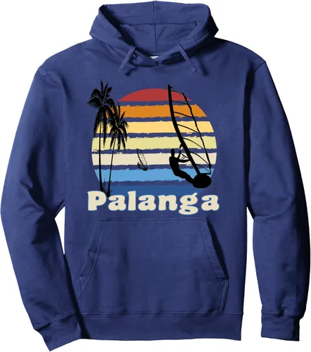 Vista 4 de Palanga Lithuania Windsurfing Windsurf Sudadera con capucha de playa, Negro