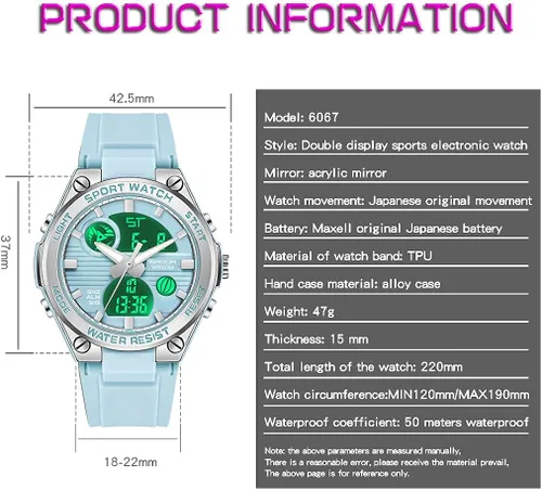 Vista 5 de KXAITO Women's Ladies Outdoor Waterproof Sports Watch Quartz Watch Fashion Bracelet Movement Analog-Digital Display Girls Wrist Watches
