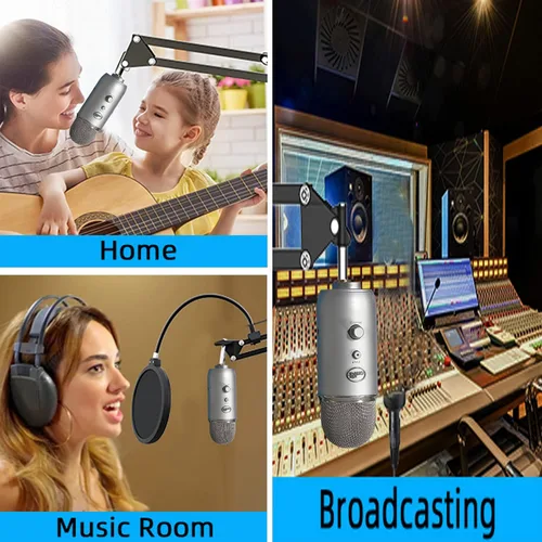 Vista 7 de Para Blue Yeti Boom Arm – Soporte de micrófono con cubierta de espuma para reducir los ruidos del viento, filtro pop de doble capa y gestión