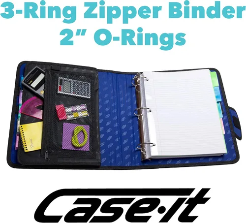 Vista 2 de Case-it Open Tab Closure - Carpeta de 2 pulgadas con archivo de pestañas, color azul
