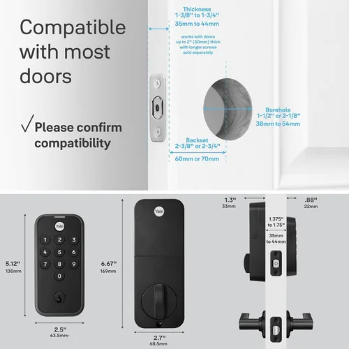 Vista 6 de Cerrojo de puerta delantera con teclado en negro de Yale para entrada sin llave, YED210-NR-BSP