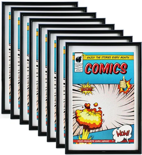 Vista 8 de Marco para cómics, paquete de 4, protección UV ultravioleta, se adapta a Current Comics de hasta 6, 34 x 10 pulgadas, 14 pulgadas, para pared