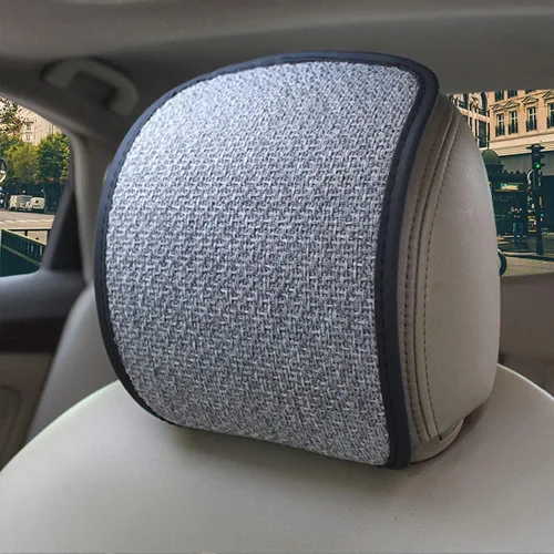 Vista 6 de Paquete de 2 fundas para reposacabezas de asiento de automóvil, flexible, transpirable, elástico, ajuste universal para todos los accesorios Beige