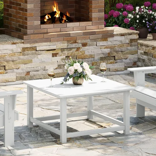 Vista 23 de WestinTrends Mesa de café de patio cuadrada de HDPE Malibu para exteriores de bajo perfil, marrón oscuro