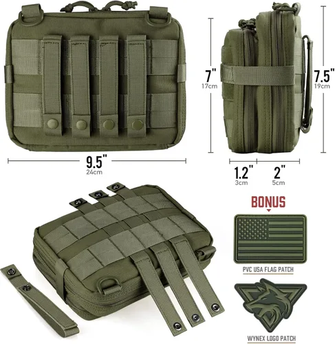 Vista 5 de WYNEX Bolsa táctica grande de administración de diseño de doble capa, bolsa de utilidad Molle EDC EMT con funda de mapa, bolsa modular