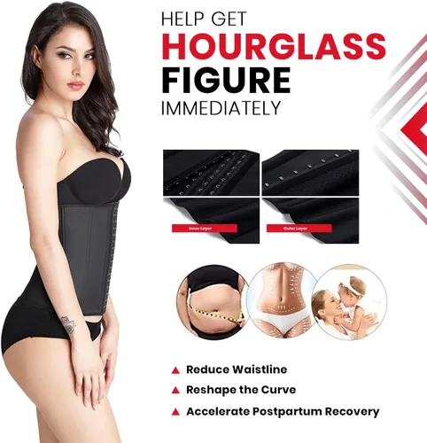 Vista 4 de DEVOGUE Entrenadores de cintura para mujer, corsé de látex para grasa del vientre, moldeador corporal