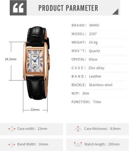 Vista 6 de FANMIS Reloj de pulsera rectangular vintage para mujer, reloj de cuarzo analógico para mujer, ultrafino, reloj de pulsera para mujer, reloj