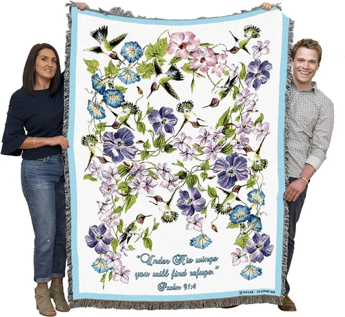 Vista 9 de Pure Country Weavers Great is Thy Faithfulness Blanket - Escrituras - Lamentaciones 3:23 - Tapiz cuadrado para regalo de regazo tejido de algodón