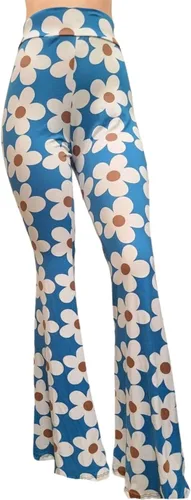 Vista 55 de ShopMyTrend - Pantalones de yoga largos con piernas anchas y acampanadas estilo palazzo, con cintura alta, para mujer