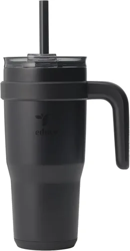 Vista 9 de REDUCE Vaso de acero inoxidable de 24 onzas con asa, con aislamiento al vacío de doble pared, tapa a prueba de sudor y popote reutilizable, mantiene