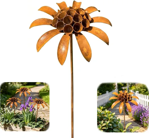 Vista 10 de Benks Flamed Copper Three Calla Lilies Garden Stake with Bells & 24" H