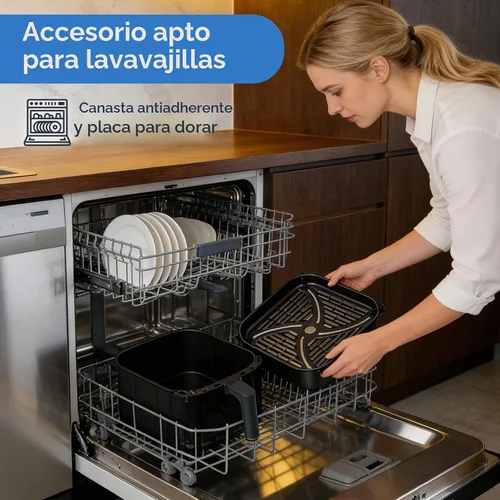 Vista 7 de Fullwill Freidora de aire de 6 cuartos de galón con ventana de visión, freidora de aire multifunción 12 en 1, asar, hornear, deshidratar, papas Azul