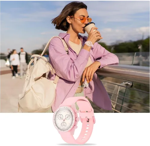 Vista 7 de Ritche Correa deportiva de silicona Moonswatch para hombre, compatible con SpeedmasterRolexSeiko Mission to the