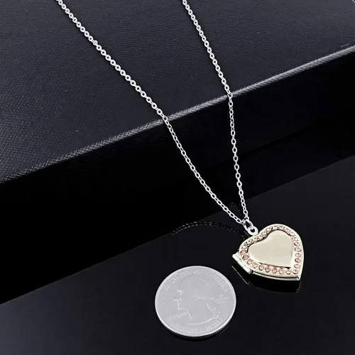 Vista 5 de POWER WING Collar con medallón de corazón de circonita cúbica con piedra natal de enero y diciembre que sostiene fotos con medallones de memoria 18