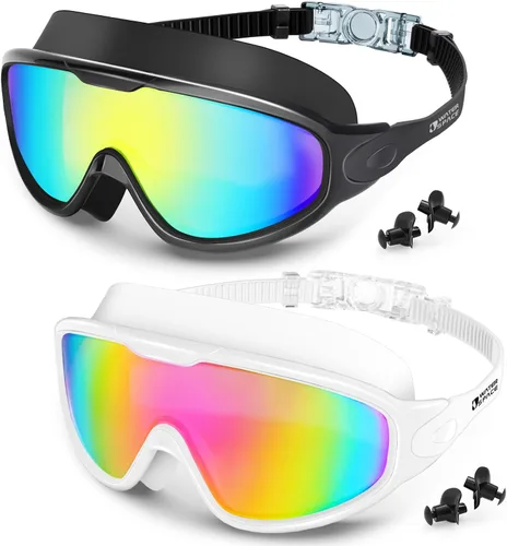 Vista 8 de Swim Goggles 2 Pack for Adult Men Women, Anti-fog UV Protection No Leak 180° Wide View Clear Vision Pool Goggles