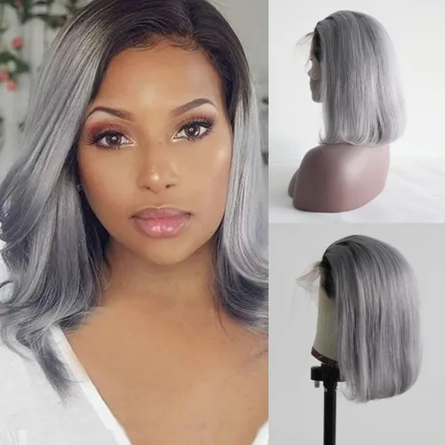 Vista 12 de Pelucas de encaje frontal Bob, pre-arrancadas, lisas, sin pegamento, 130% de densidad, cortas, cabello humano virgen brasileño con cabello de bebé