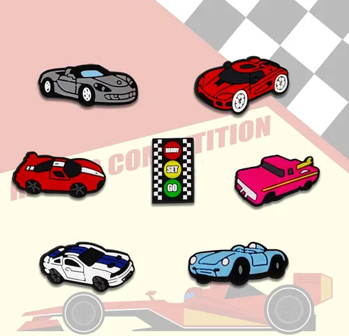 Vista 4 de 25 dijes para zapatos de coche de carreras para croc Bubble Slides zuecos sandalias, accesorios de zapatos de coche para niñas, mujeres